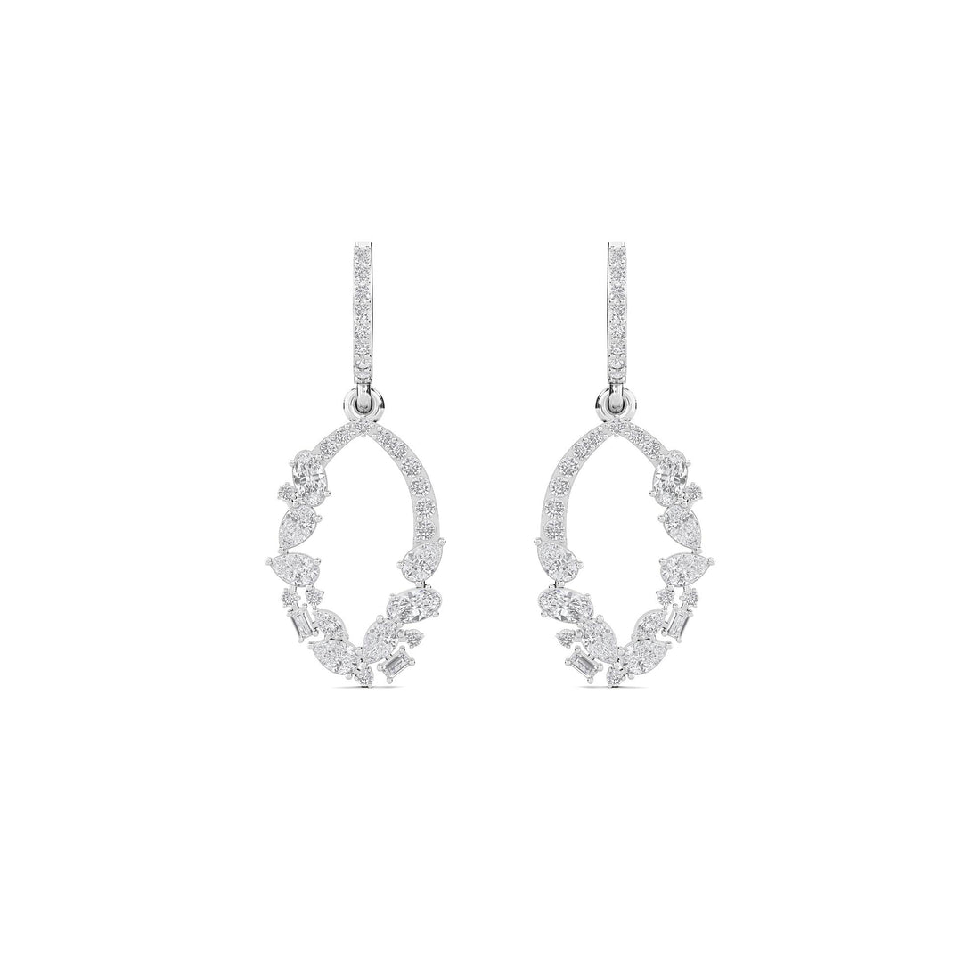 Marquise Oval Drop Earrings (Silver) - image 1