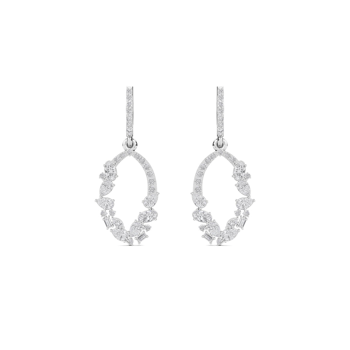 Marquise Oval Drop Earrings (Silver) - image 1