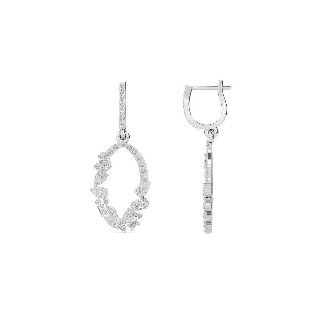 Marquise Oval Drop Earrings (Silver)