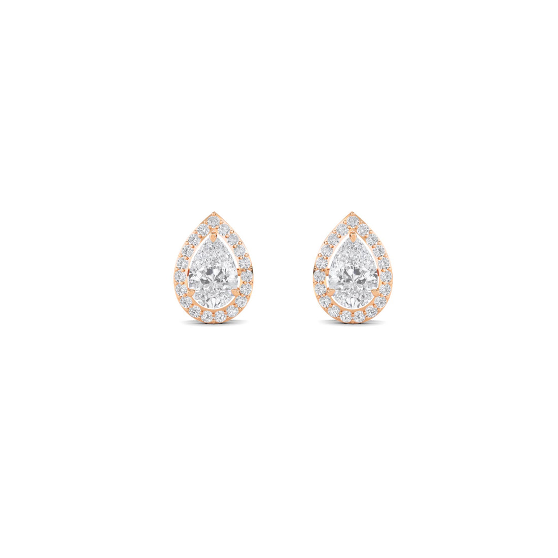 Pear Pave Halo Stud Earrings