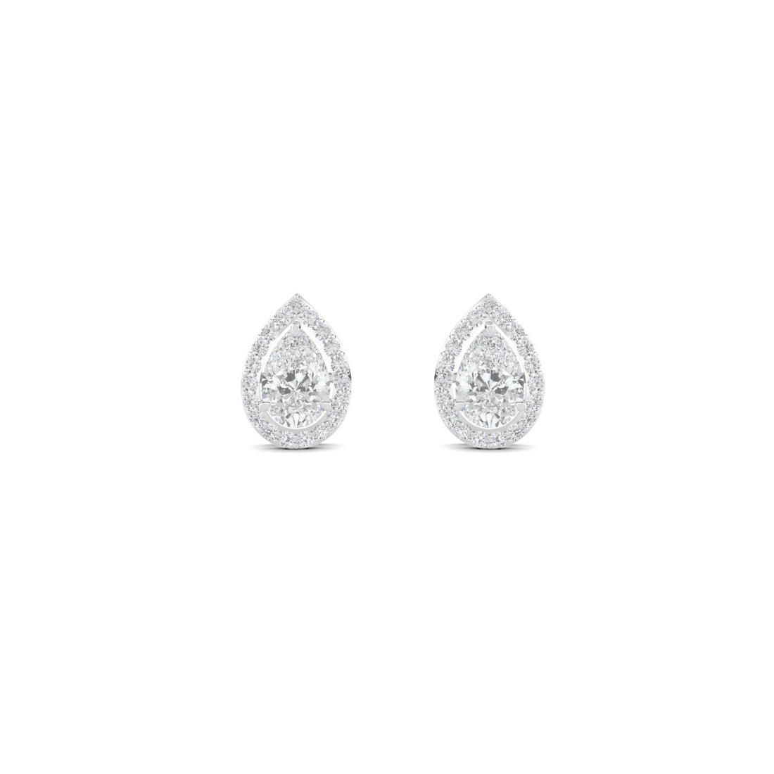 Pear Pave Halo Stud Earrings (Silver) - image 1