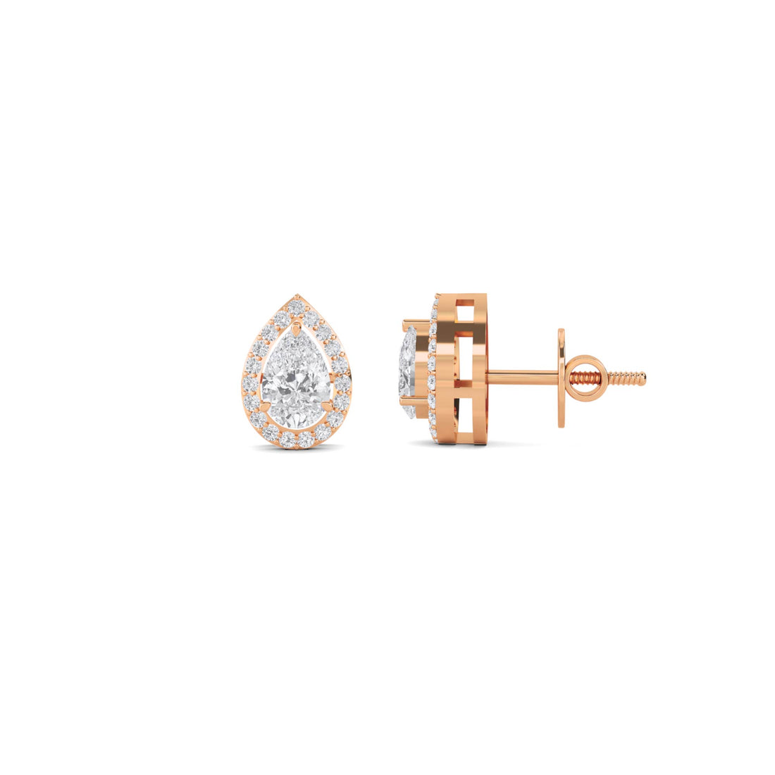 Pear Pave Halo Stud Earrings