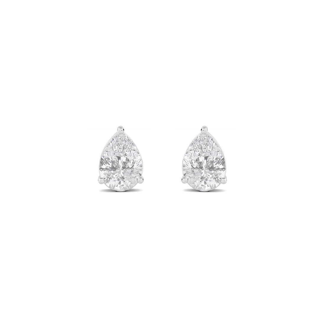 Pear Solitaire Stud Earrings (Silver) - image 1