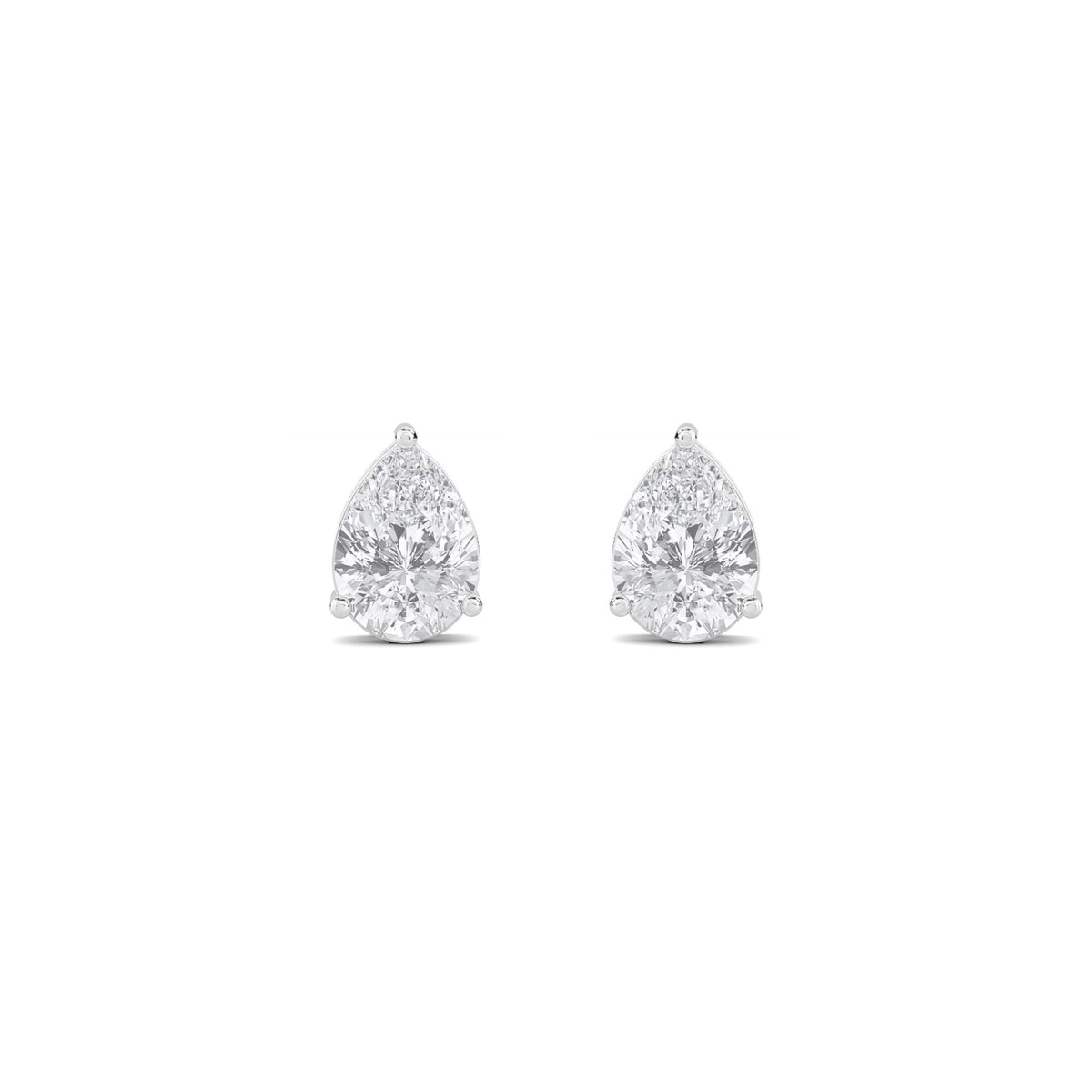 Pear Solitaire Stud Earrings (Silver) - image 1