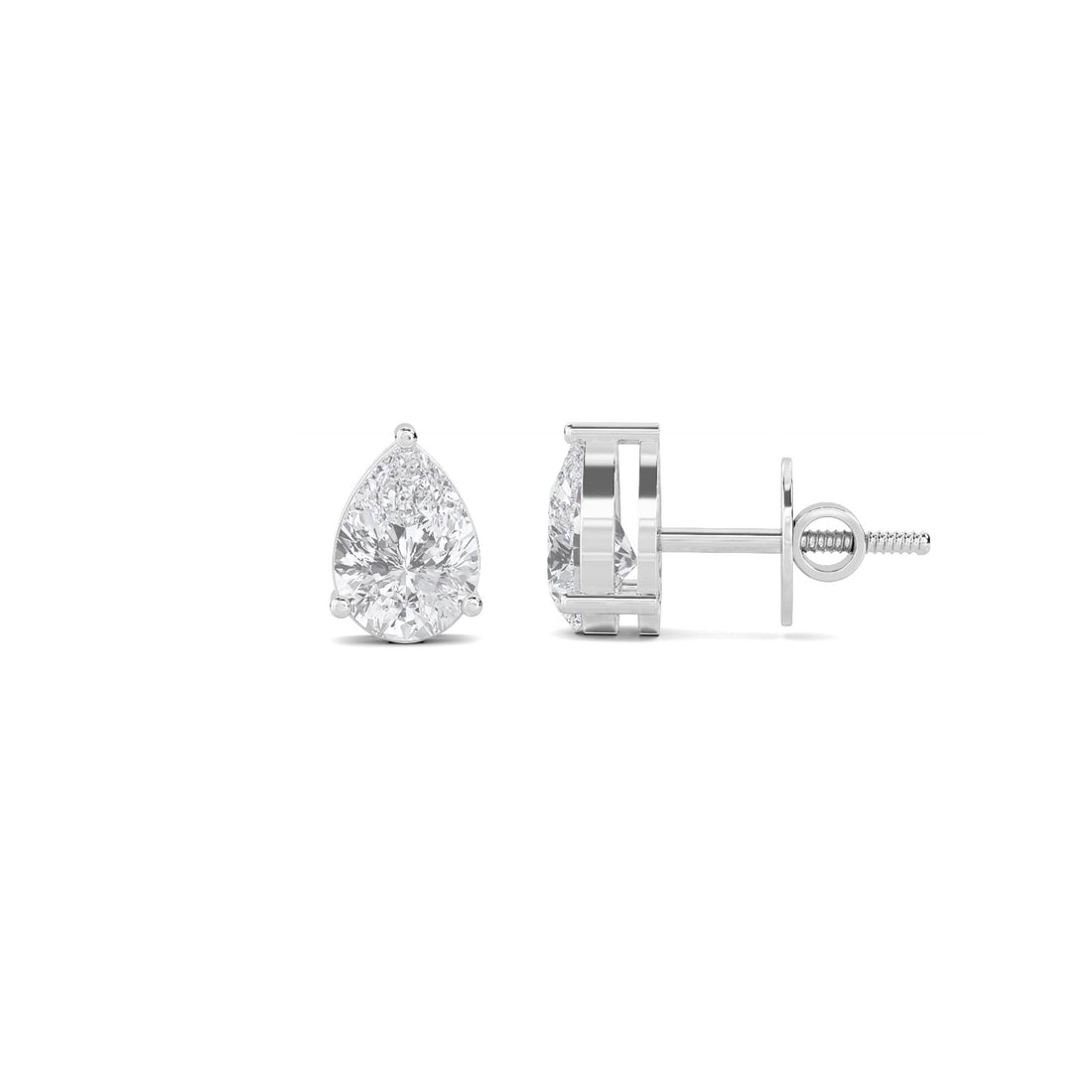 Pear Solitaire Stud Earrings (Silver)
