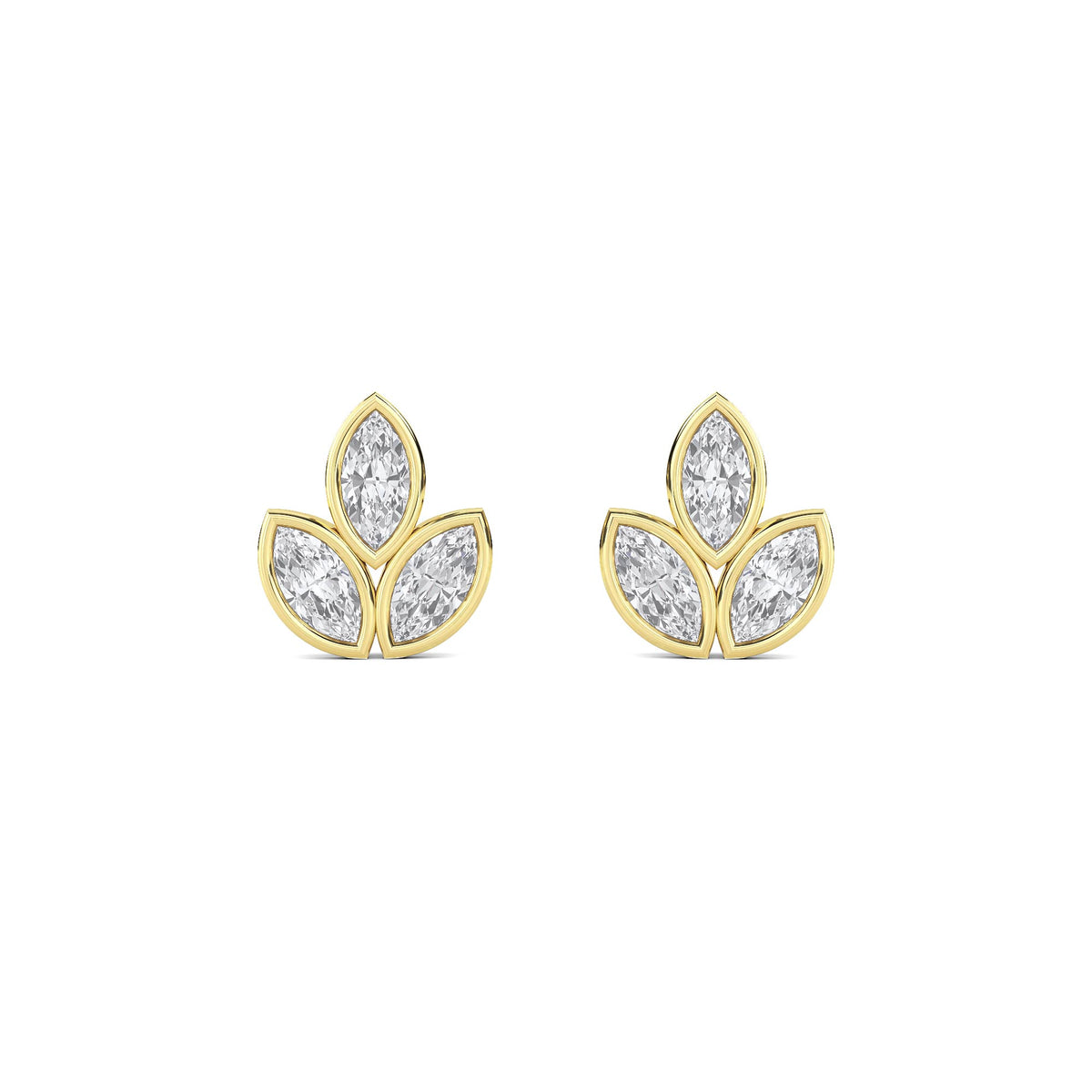 Marquise Leaf Cluster Stud Earrings - image 1