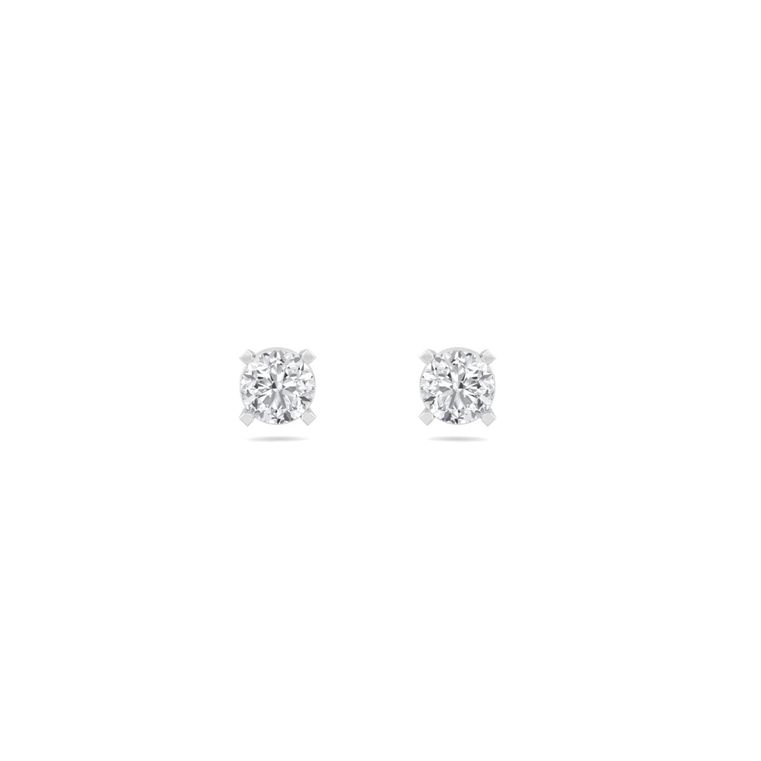 Round Solitaire Stud Earrings (Silver) - image 1