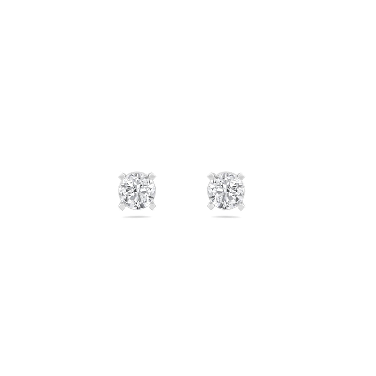 Round Solitaire Stud Earrings (Silver) - image 1