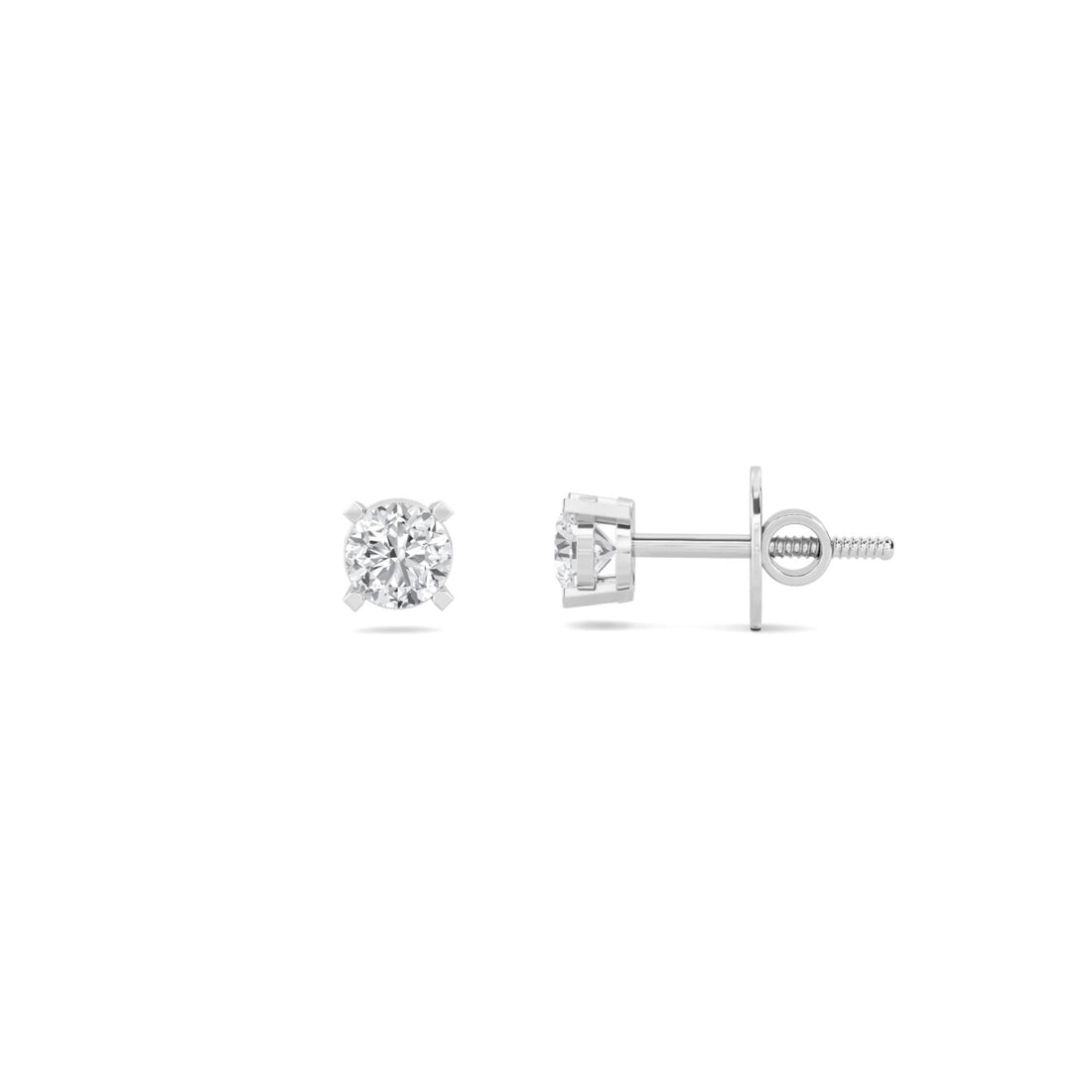 Round Solitaire Stud Earrings (Silver)