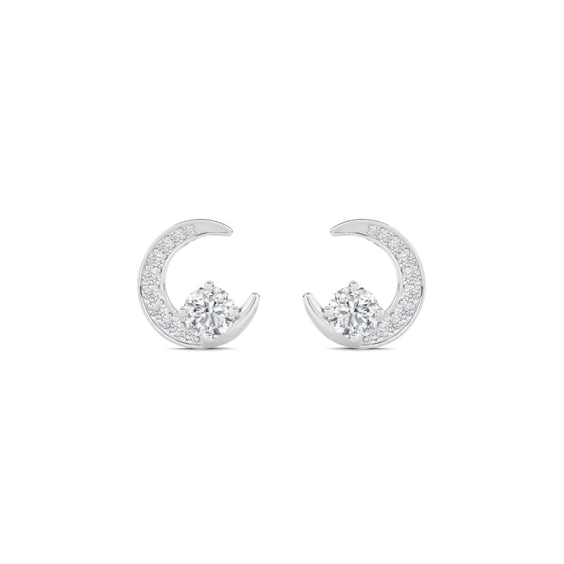 Crescent Moon Stud Earrings (Silver) - image 1