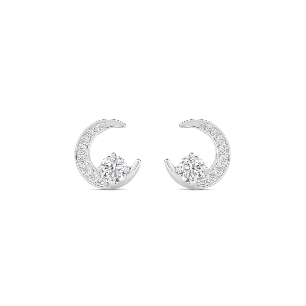 Crescent Moon Stud Earrings (Silver) - image 1