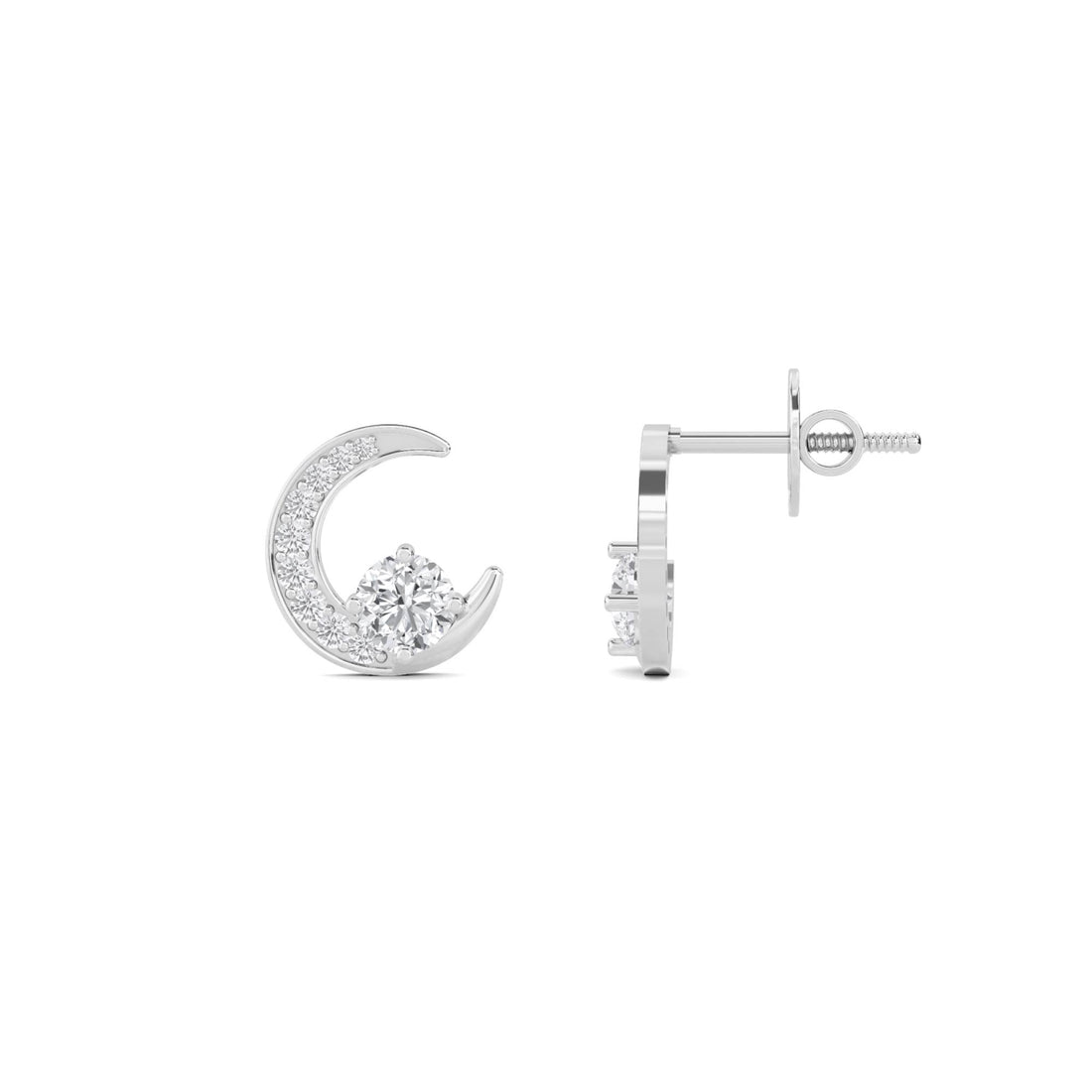 Crescent Moon Stud Earrings (Silver)
