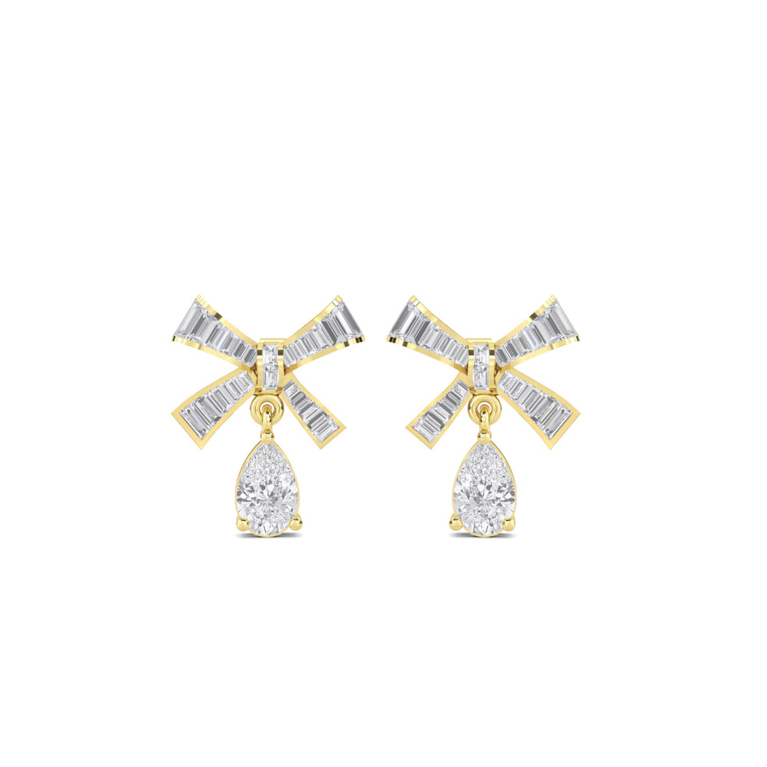 Baguette Bow Drop Earrings - image 1