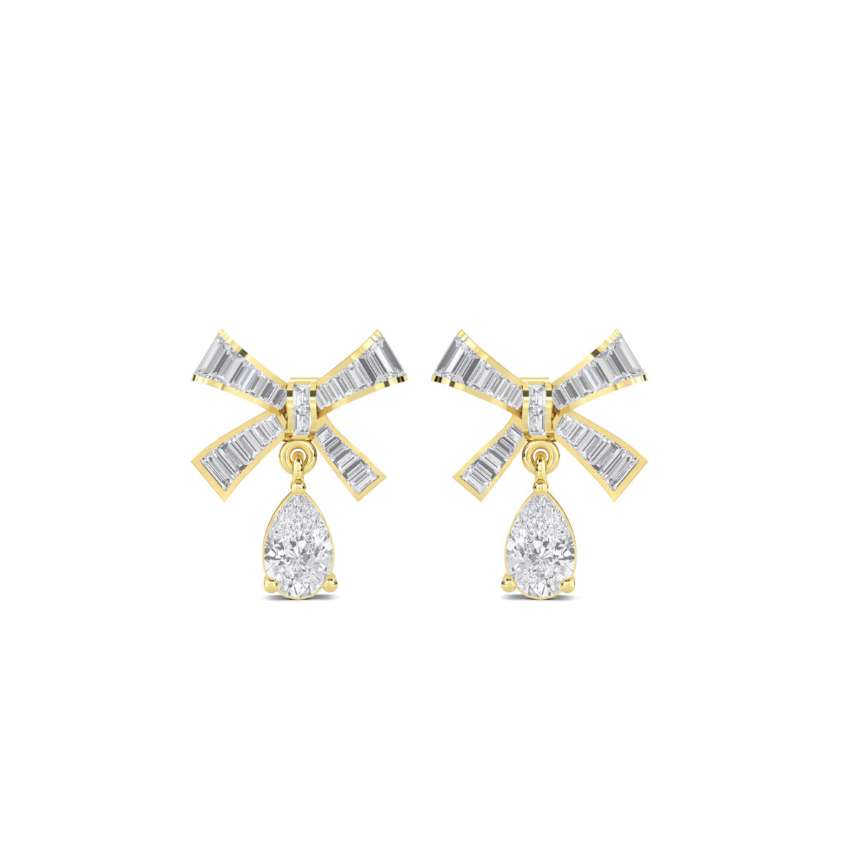 Baguette Bow Drop Earrings - image 1