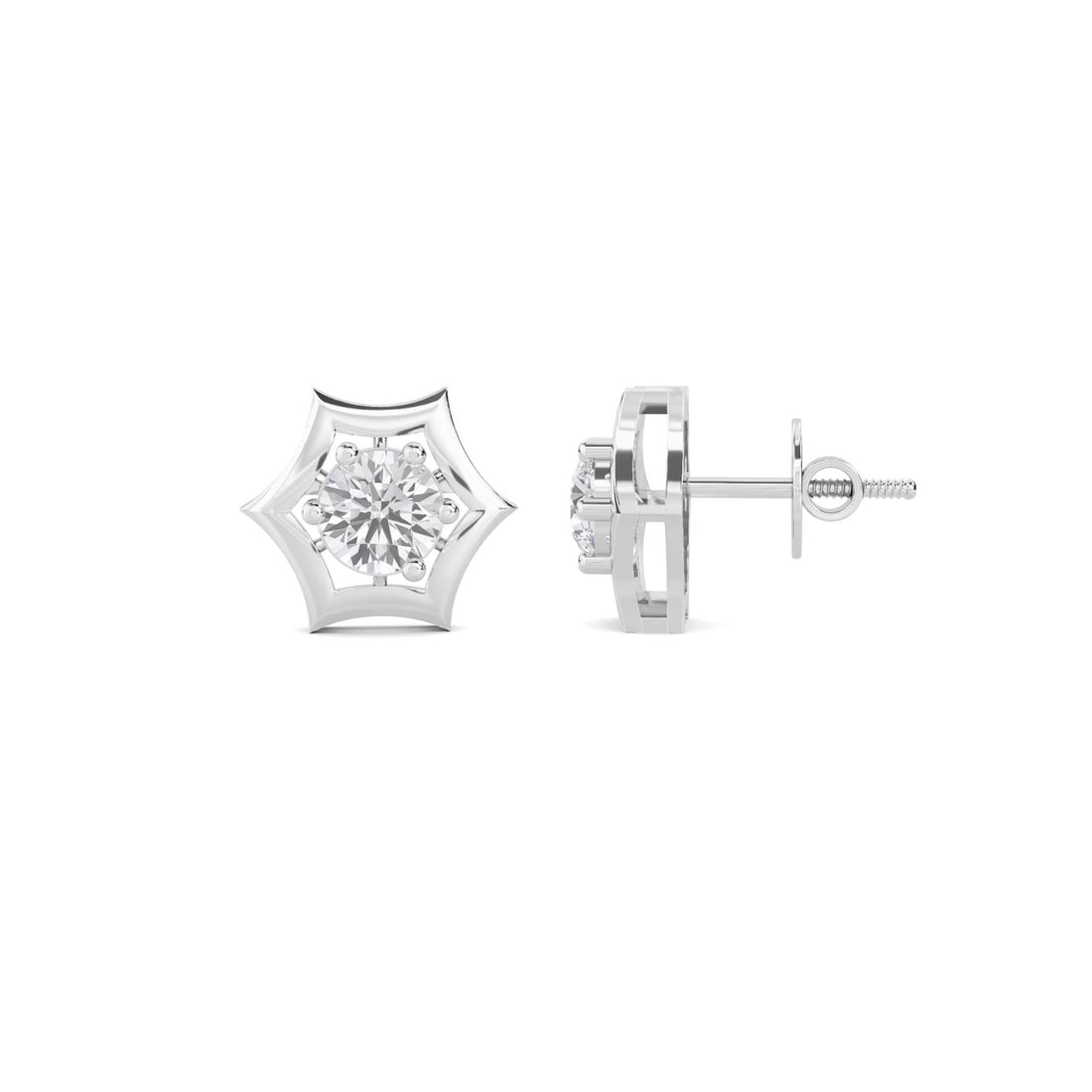 Star Solitaire Stud Earrings (Silver)