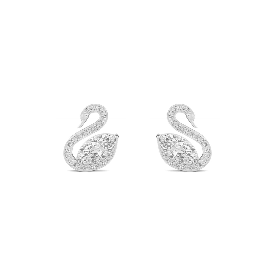 Swan Stud Earrings (Silver) - image 1