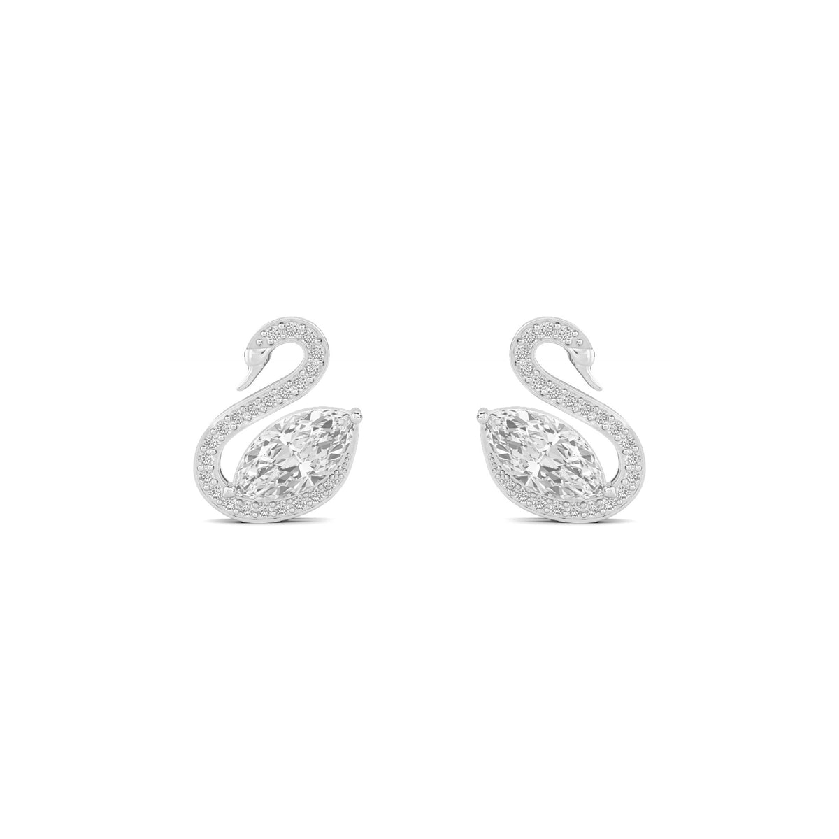 Swan Stud Earrings (Silver) - image 1