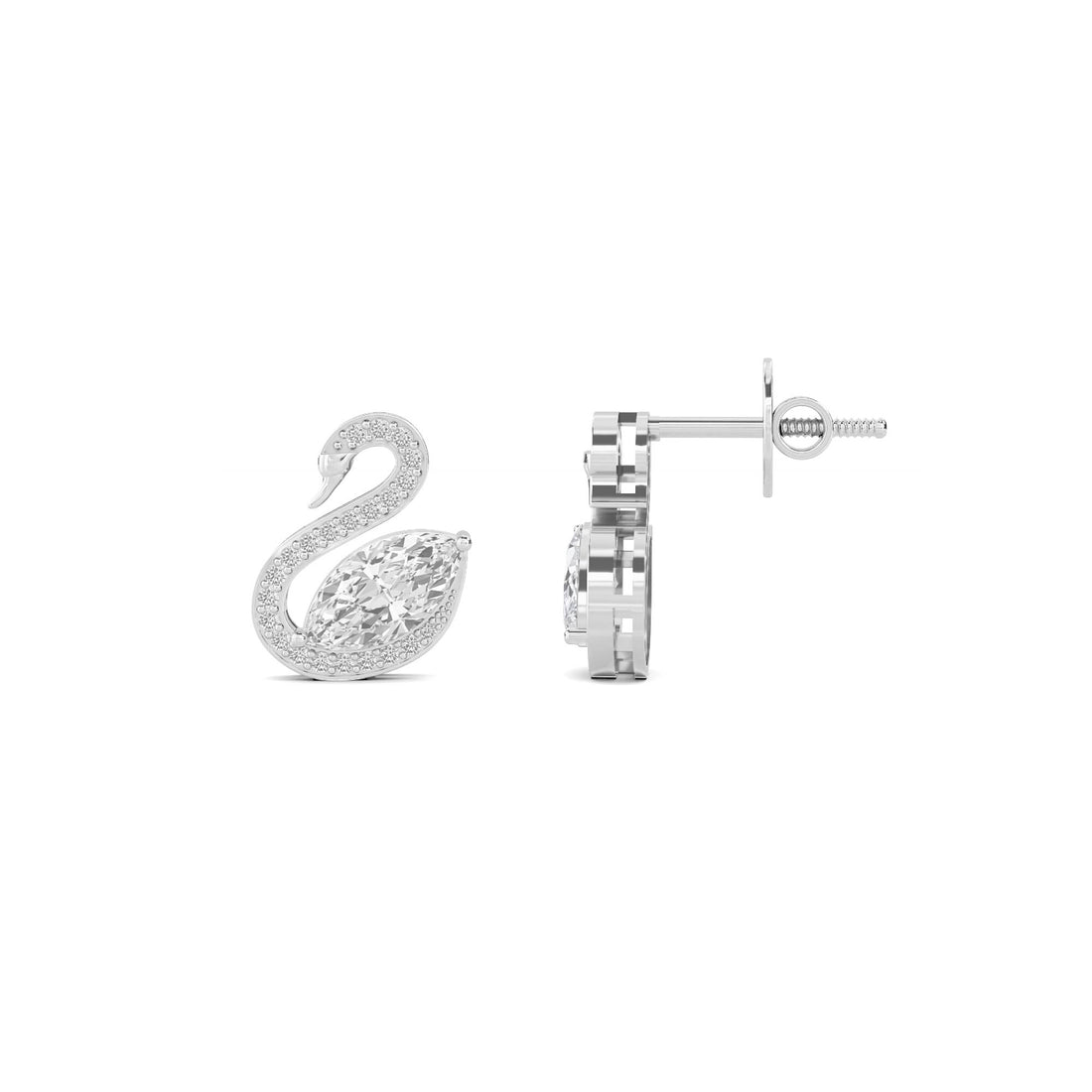 Swan Stud Earrings (Silver)