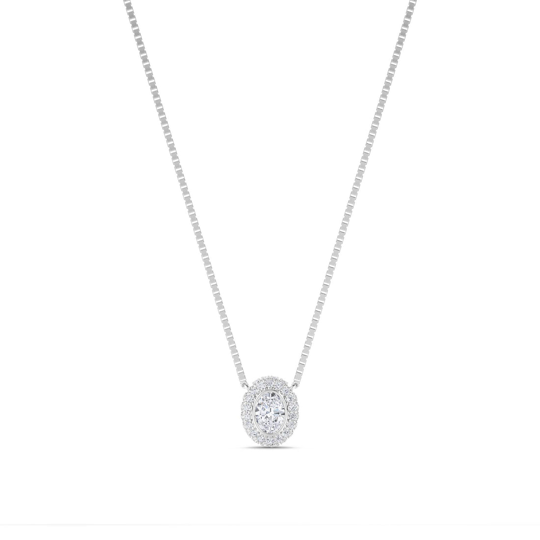 Oval Halo Pendant (Silver) - image 1