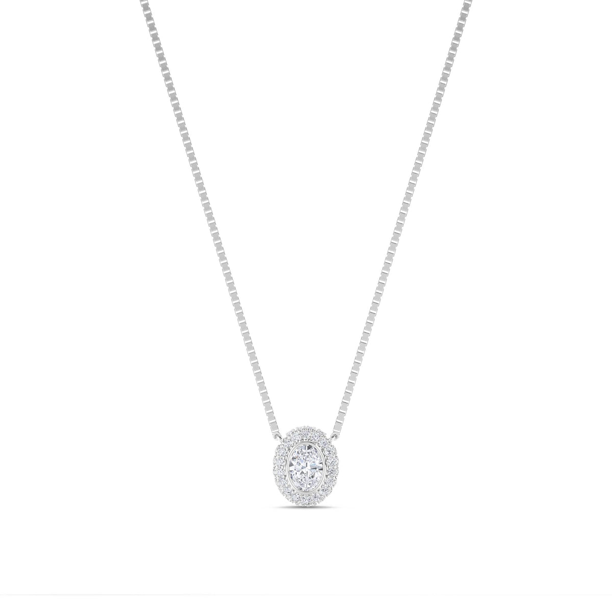 Oval Halo Pendant (Silver) - image 1