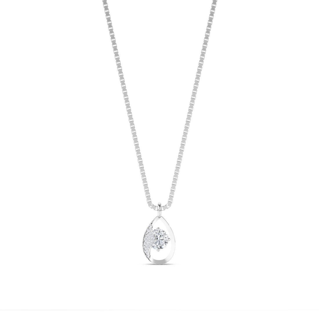 Teardrop Pave Diamond Pendant (Silver) - image 1