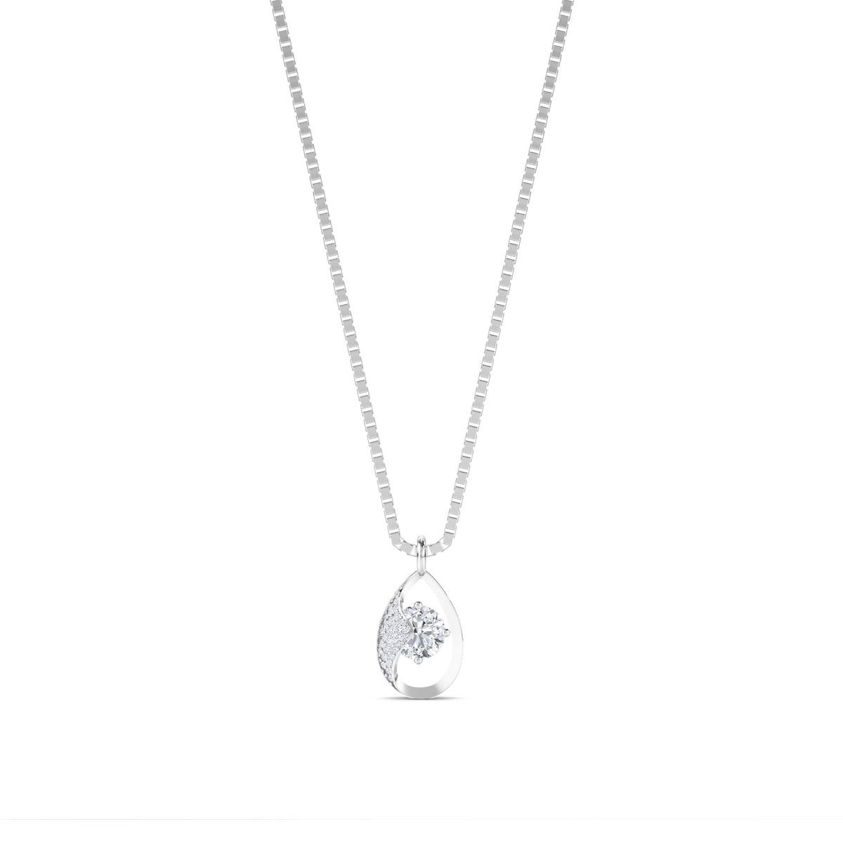 Teardrop Pave Diamond Pendant (Silver) - image 1