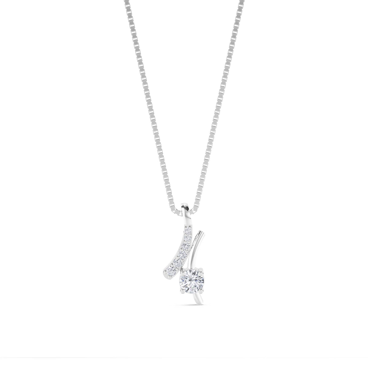 Curved Vine Diamond Pendant (Silver) - image 1