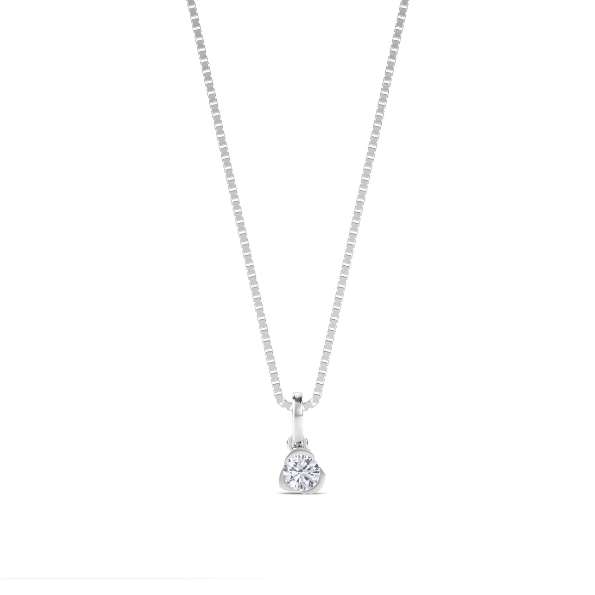 Round Bezel Solitaire Pendant (Silver) - image 1