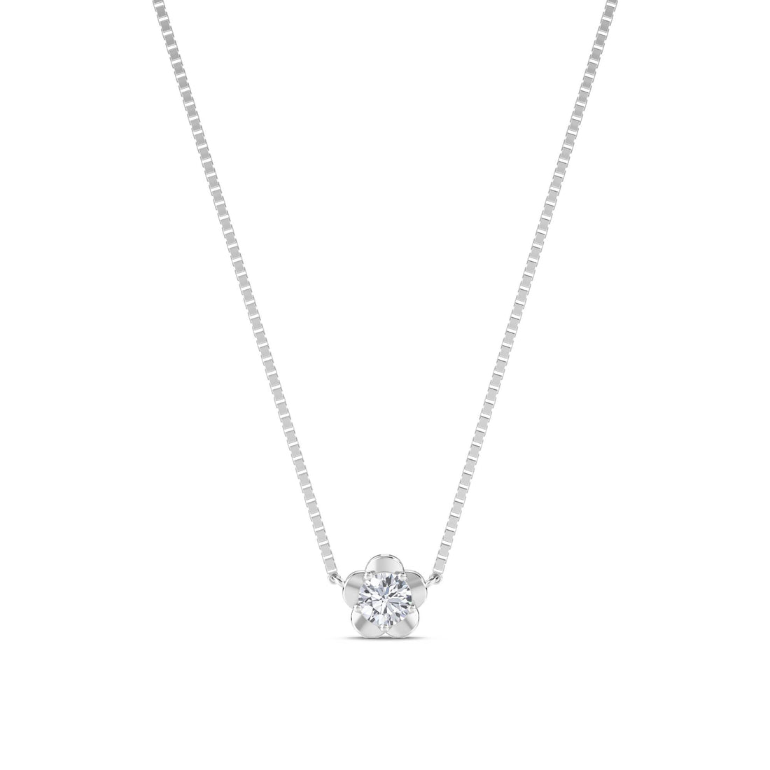 Round Flower Solitaire Pendant (Silver) - image 1