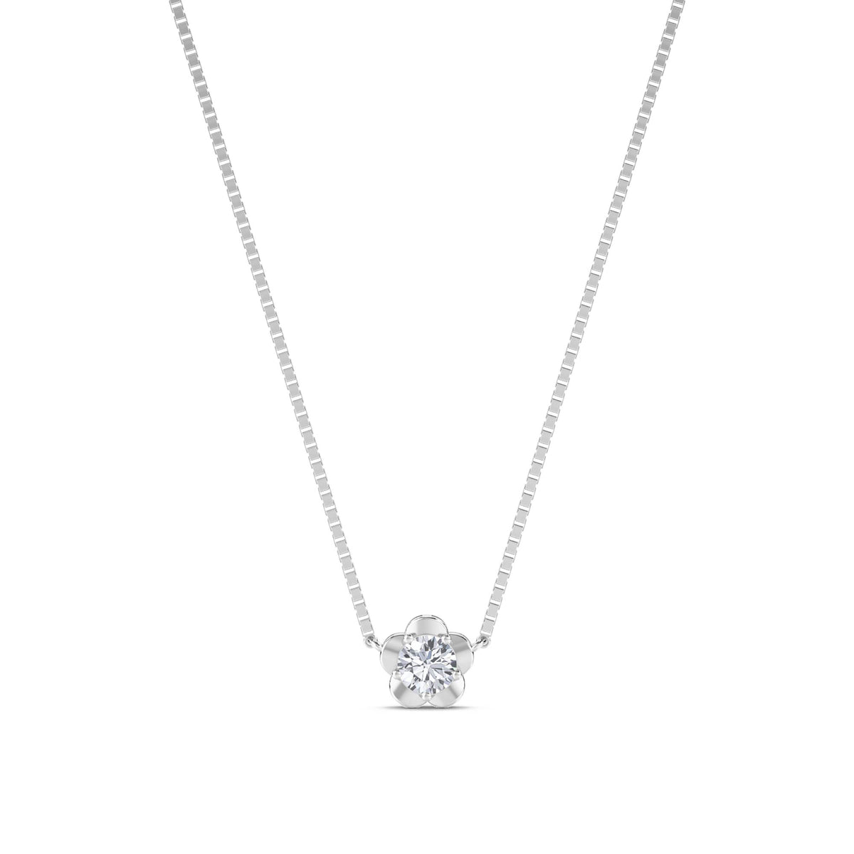 Round Flower Solitaire Pendant (Silver) - image 1