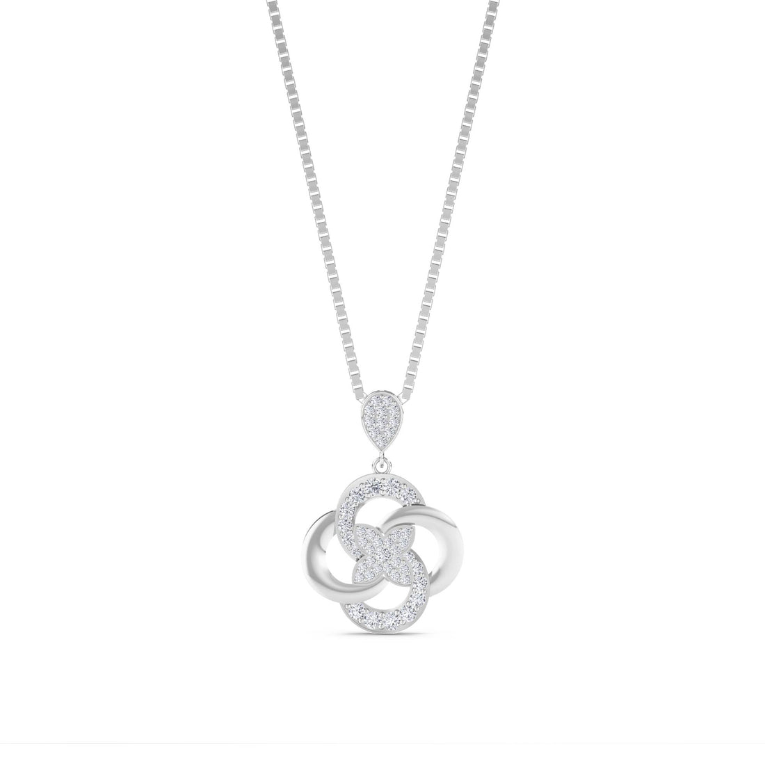 Interlocking Circles Diamond Pendant (Silver) - image 1