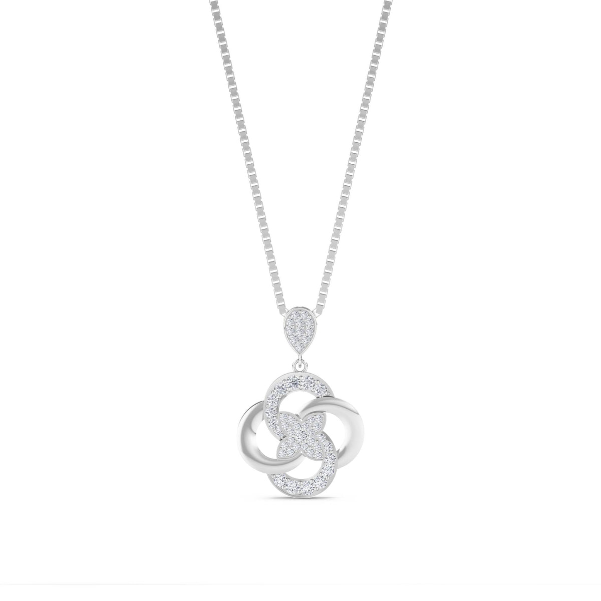 Interlocking Circles Diamond Pendant (Silver) - image 1