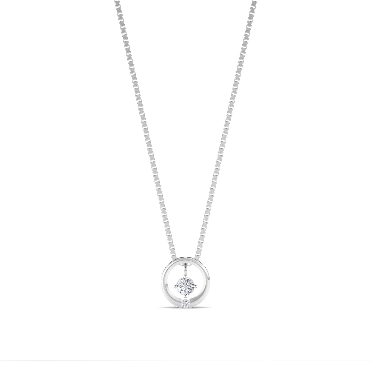 Open Circle Solitaire Pendant (Silver) - image 1