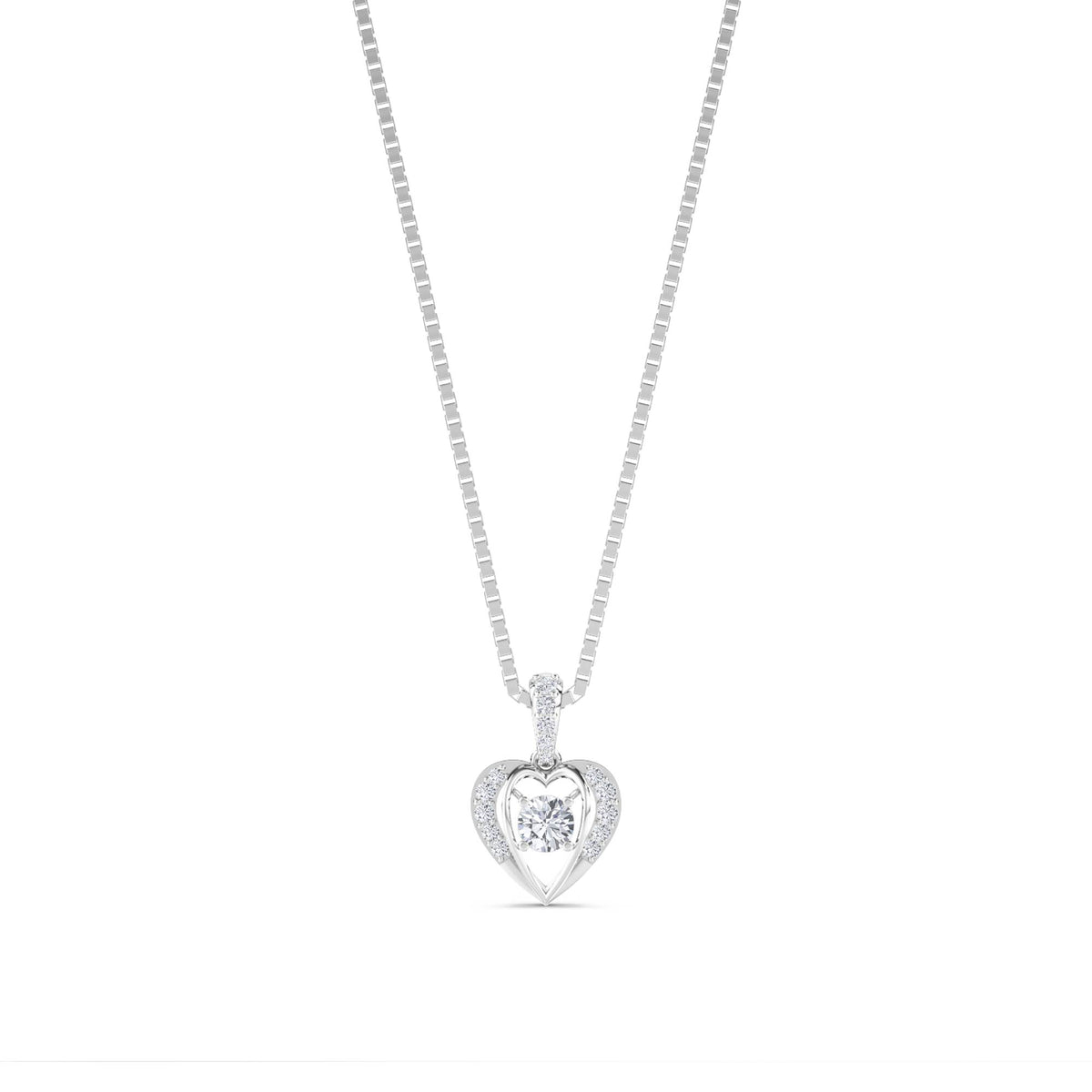 Heart Solitaire Halo Pendant (Silver) - image 1