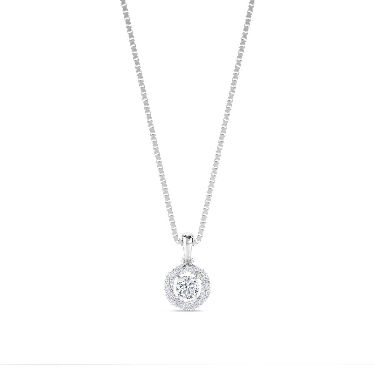 Round Swirl Halo Pendant (Silver) - image 1