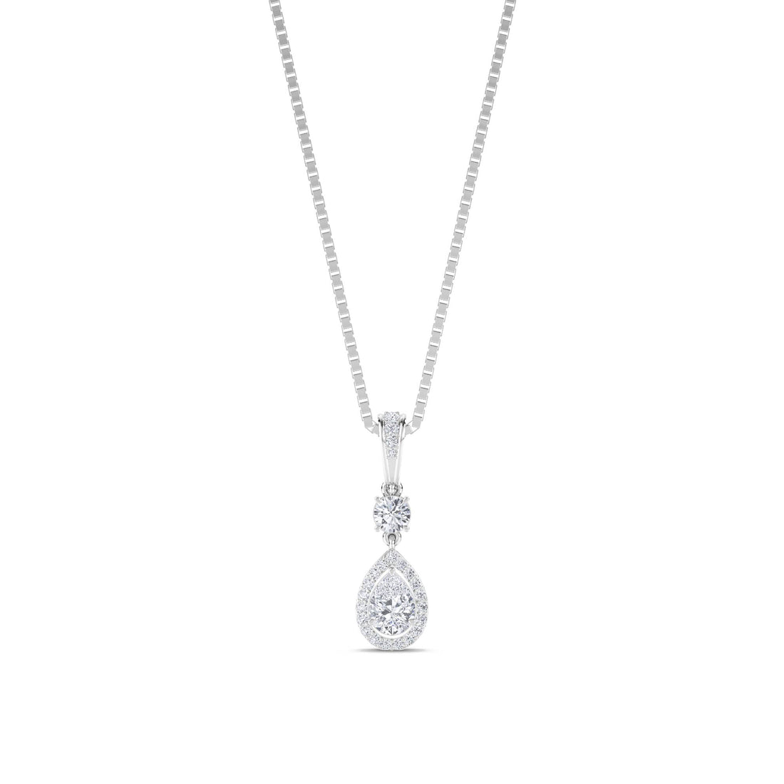 Pear Halo Drop Pendant (Silver) - image 1