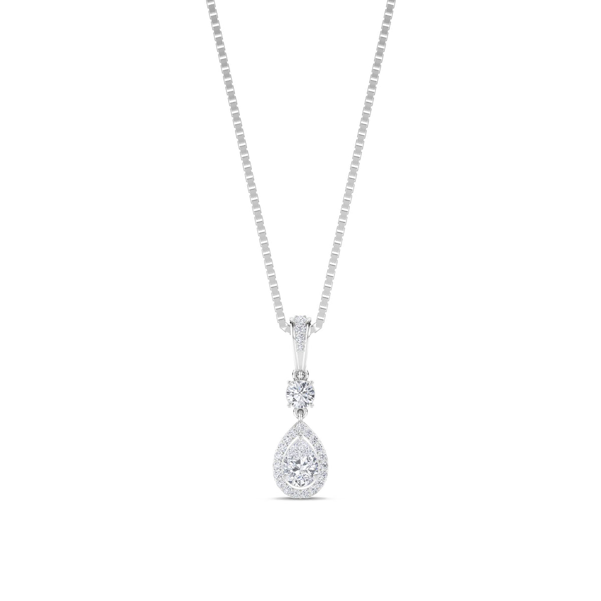 Pear Halo Drop Pendant (Silver) - image 1