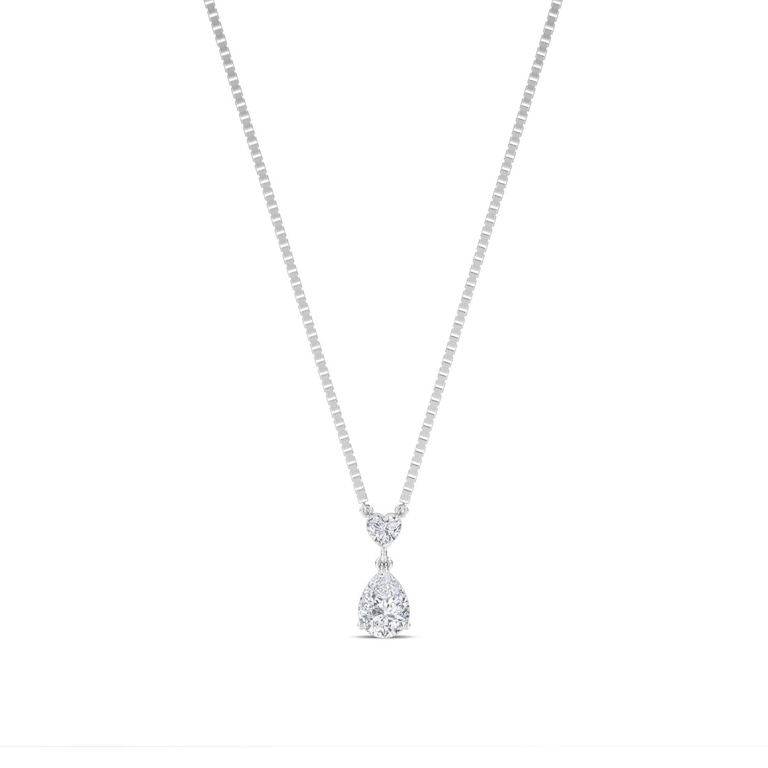 Heart Pear Two Stone Pendant (Silver) - image 1