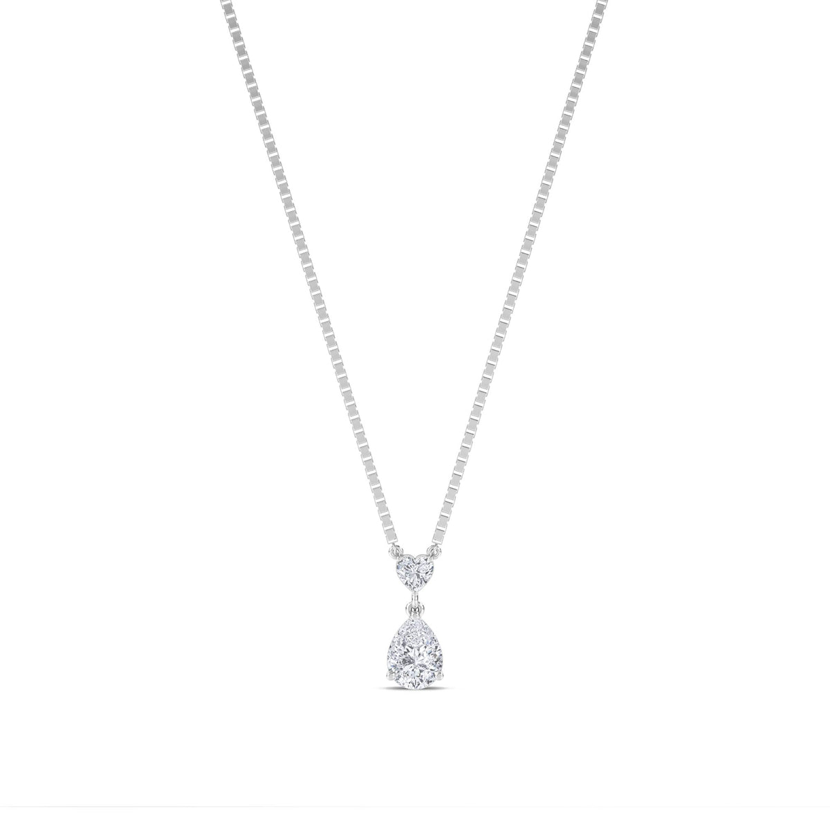 Heart Pear Two Stone Pendant (Silver) - image 1