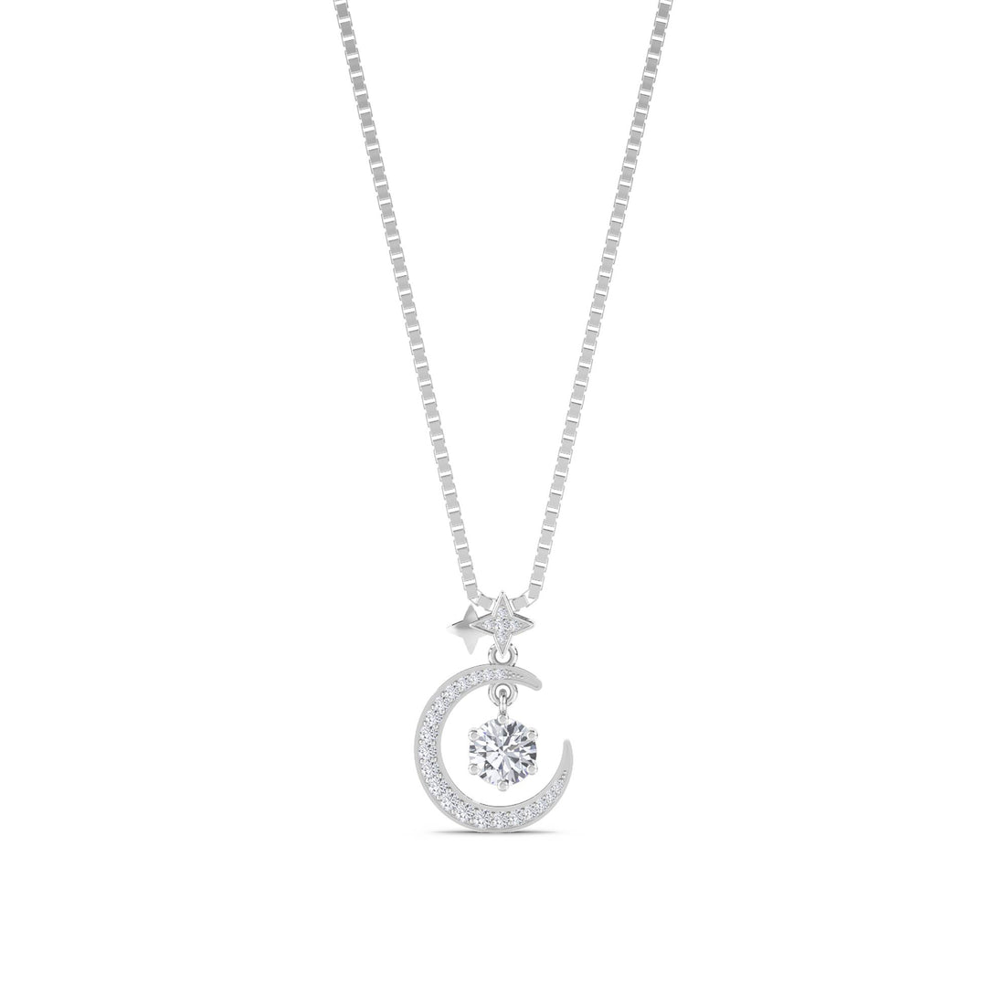 Crescent Moon Star Pendant (Silver) - image 1