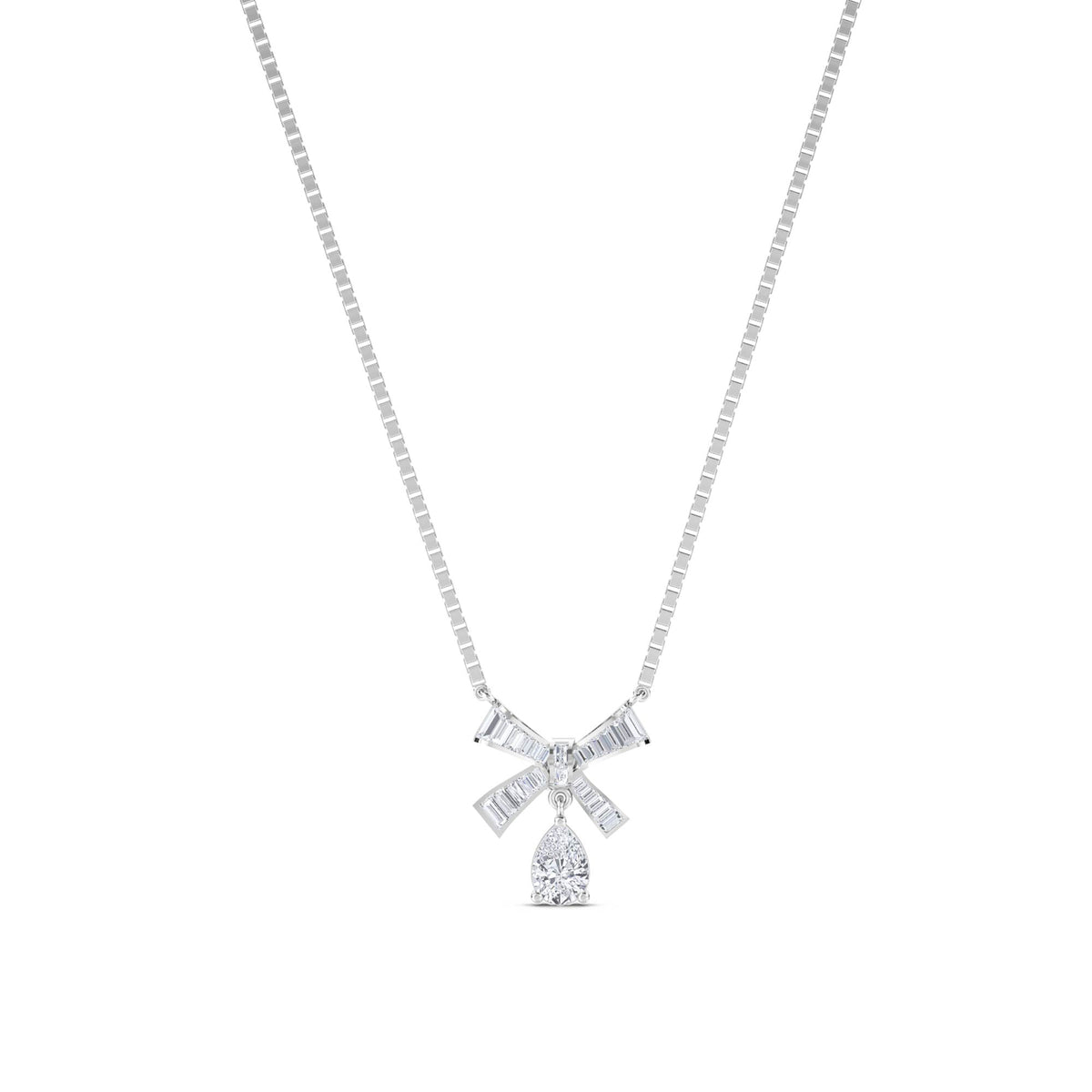 Baguette Bow Drop Pendant (Silver) - image 1