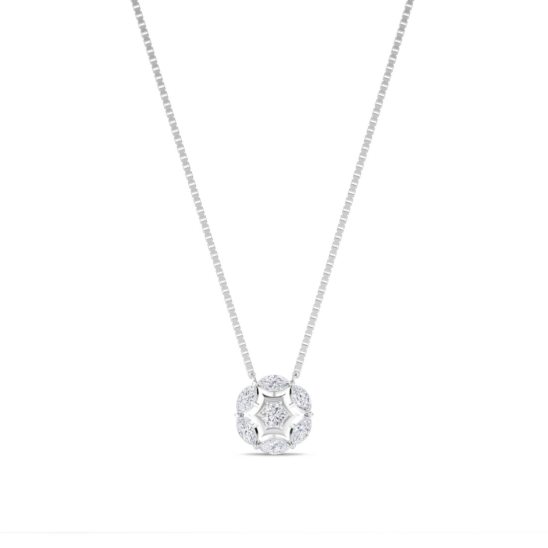Round Marquise Cluster Pendant (Silver) - image 1
