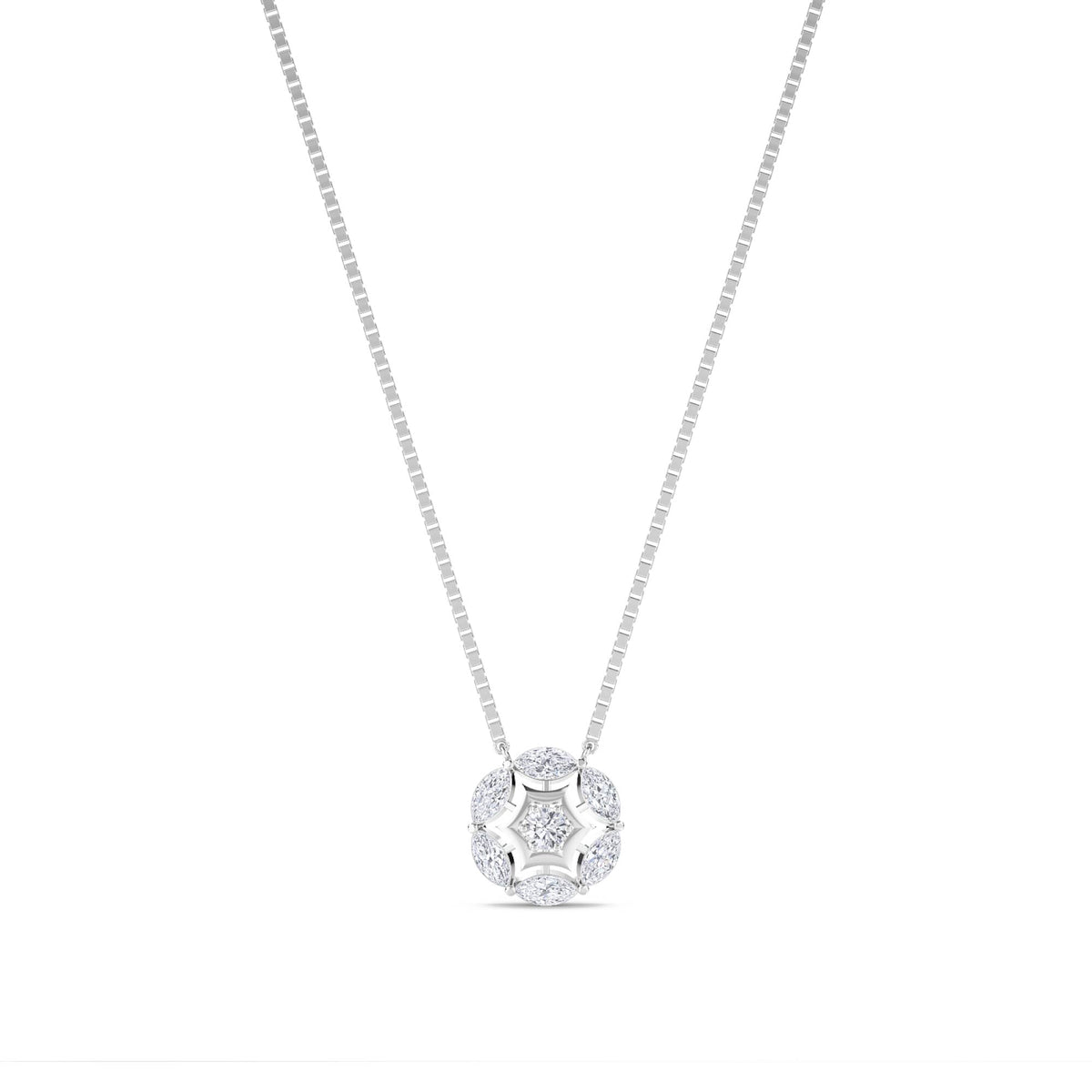 Round Marquise Cluster Pendant (Silver) - image 1