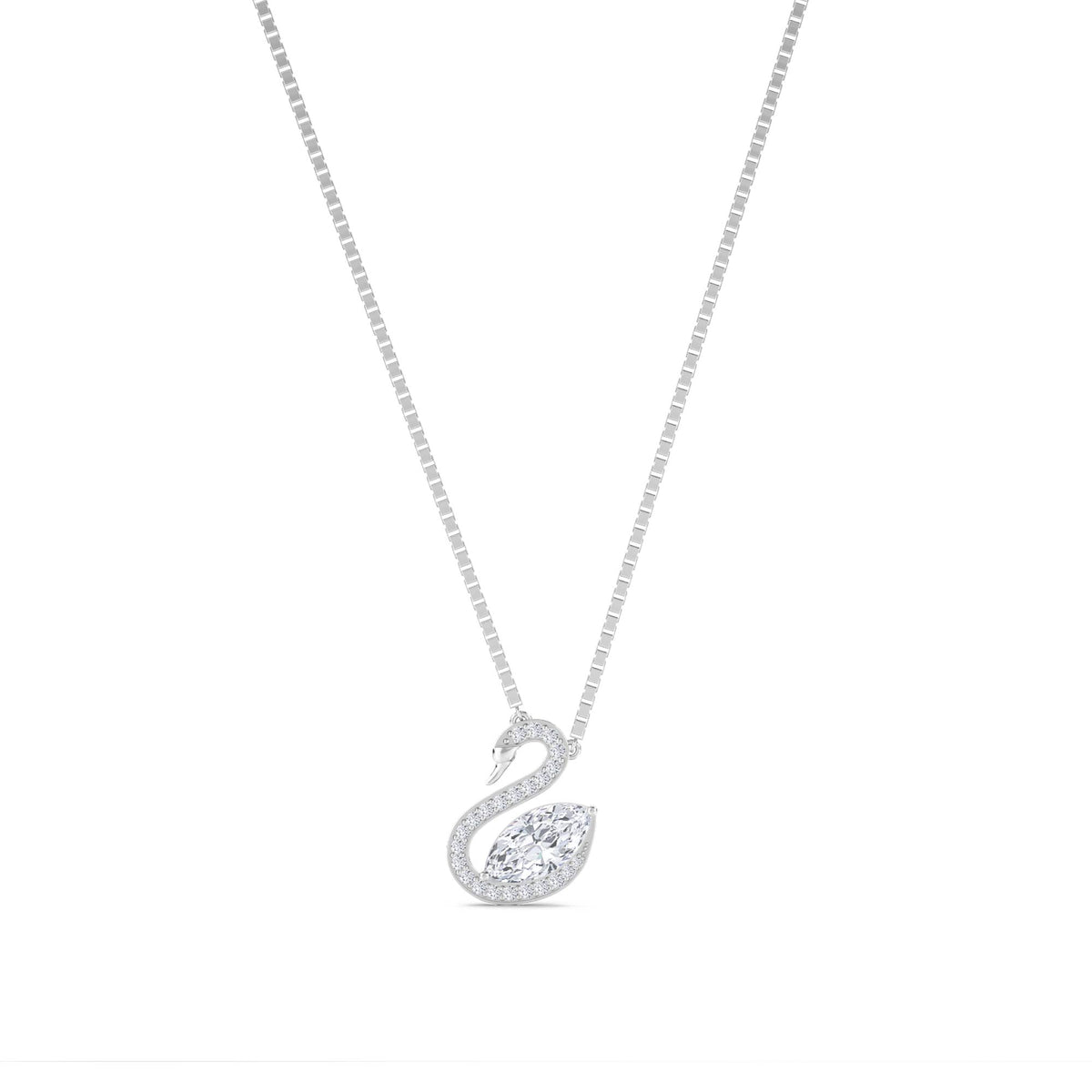 Swan Diamond Pendant (Silver) - image 1