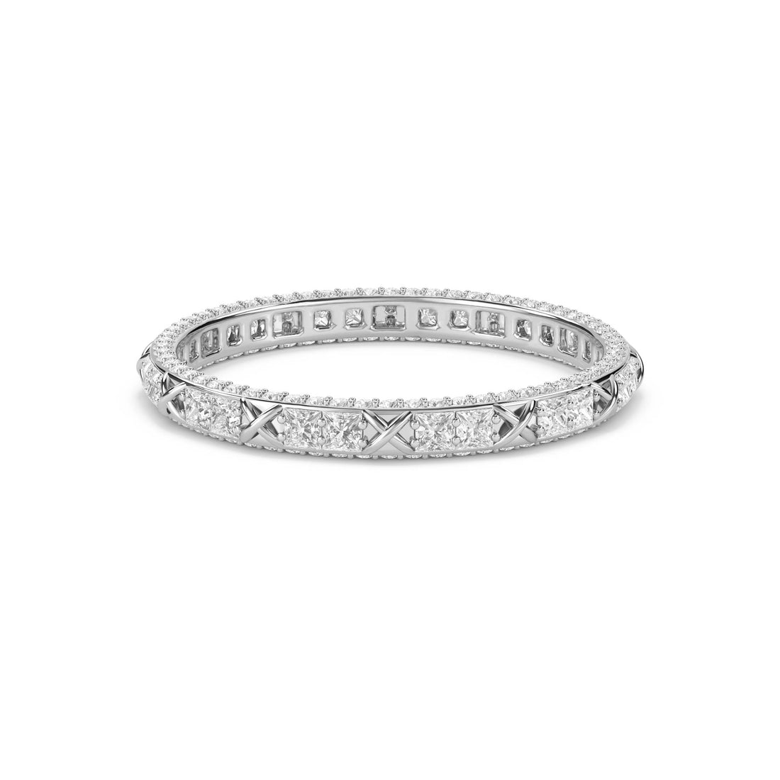 Lab Grown Diamond Eternity Ring with Baguette & Round Diamonds (Silver) - image 1