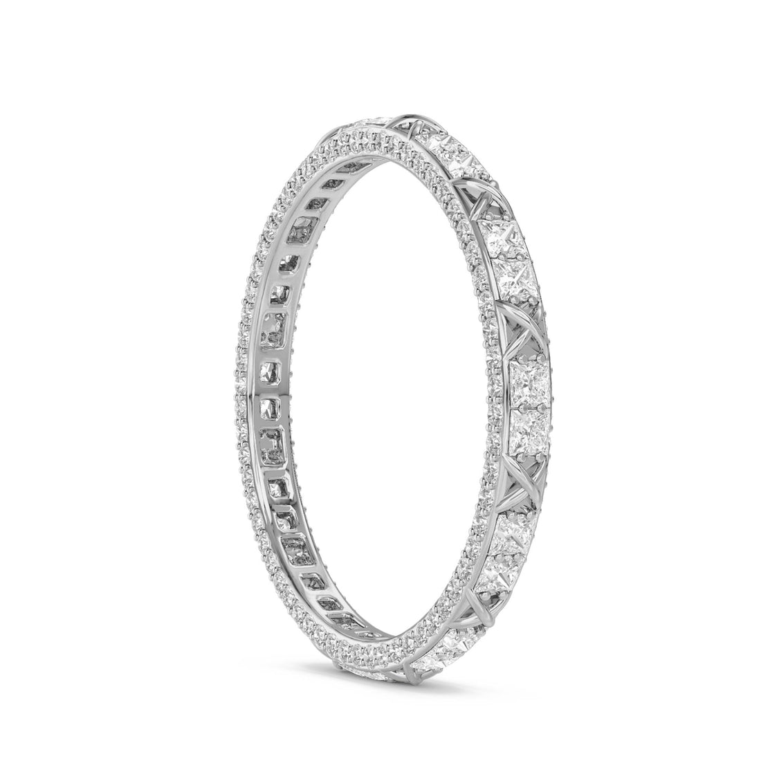 Lab Grown Diamond Eternity Ring with Baguette & Round Diamonds (Silver) - image 1