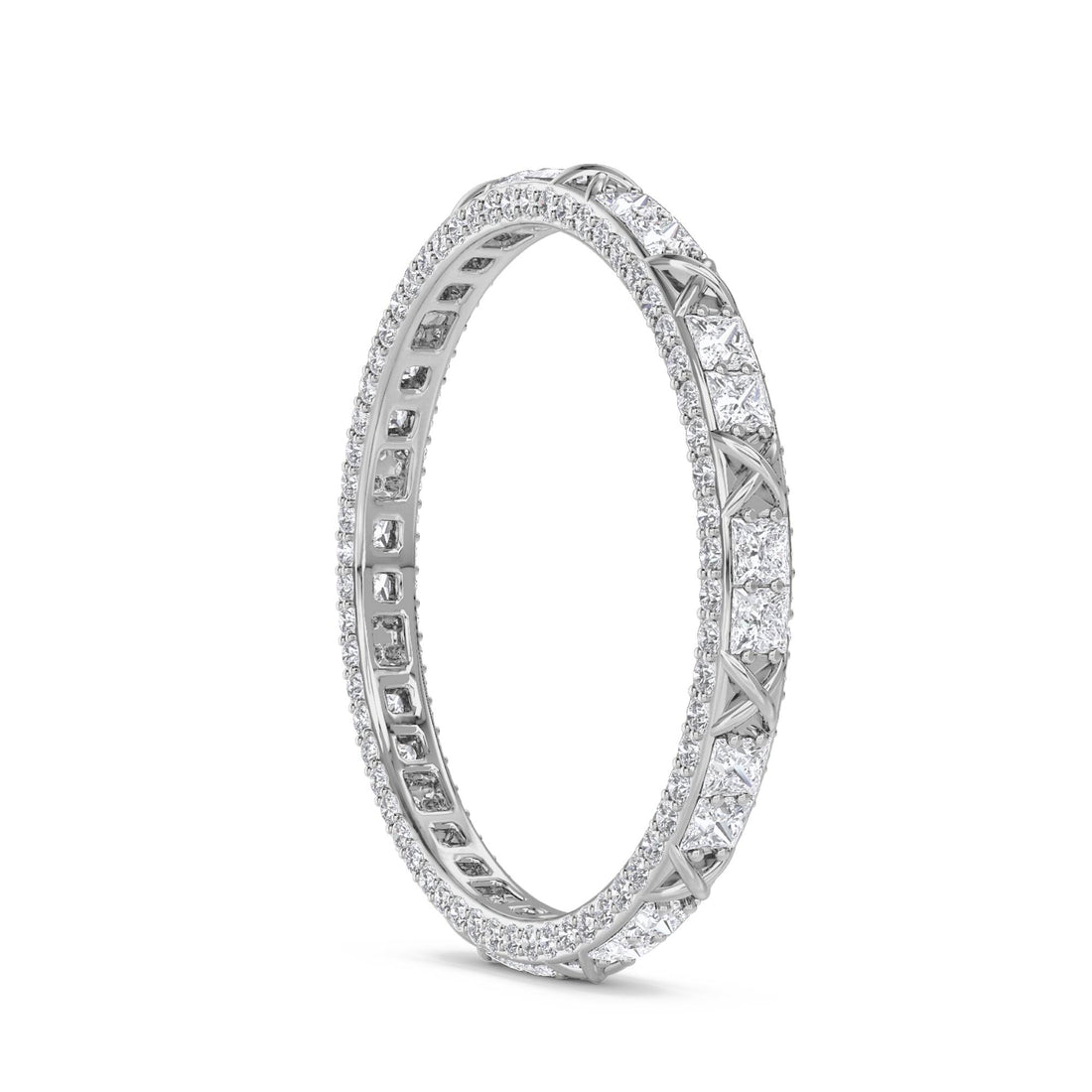 Lab Grown Diamond Eternity Ring with Baguette & Round Diamonds (Silver)