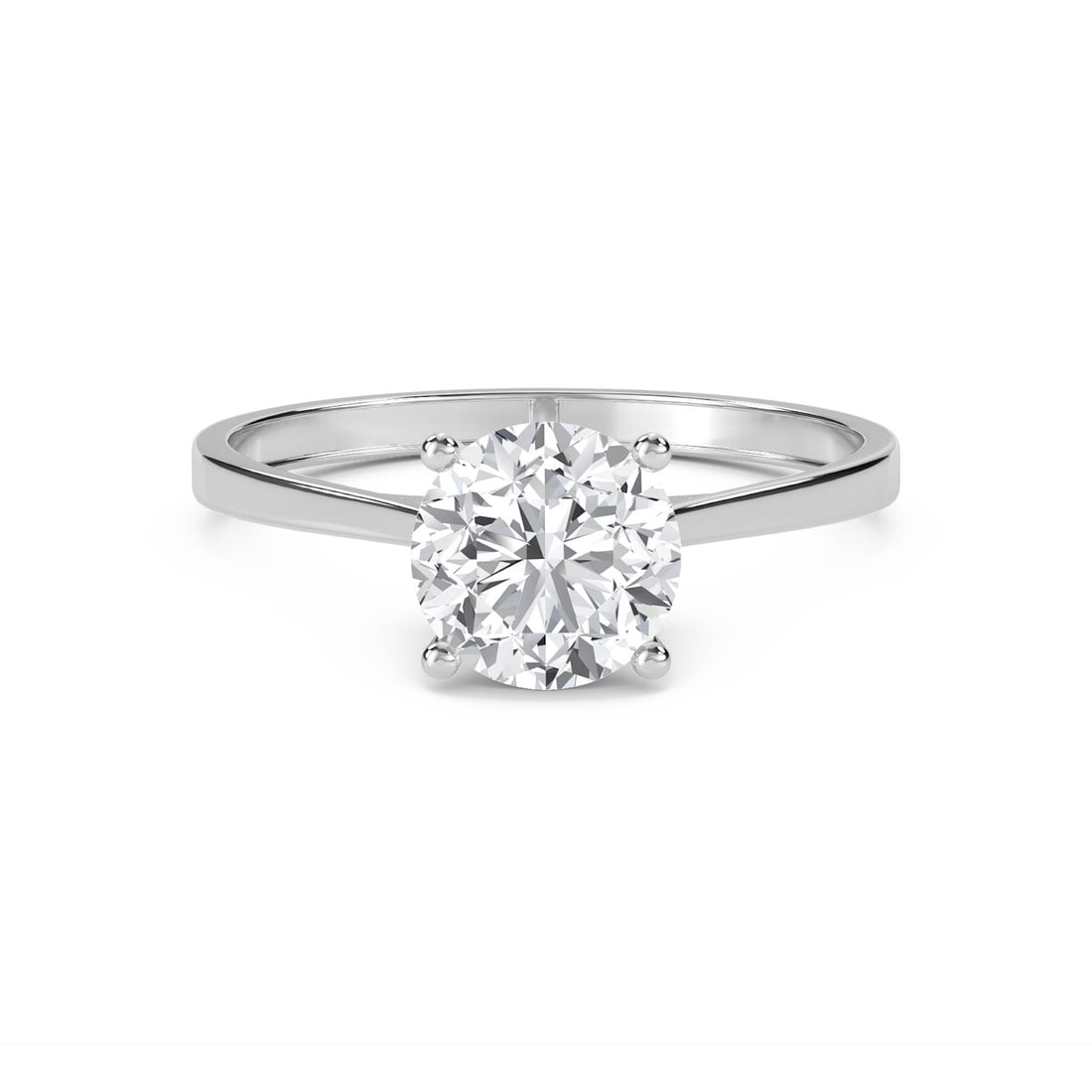 Classic Round Solitaire Ring - White Gold - Pose 1