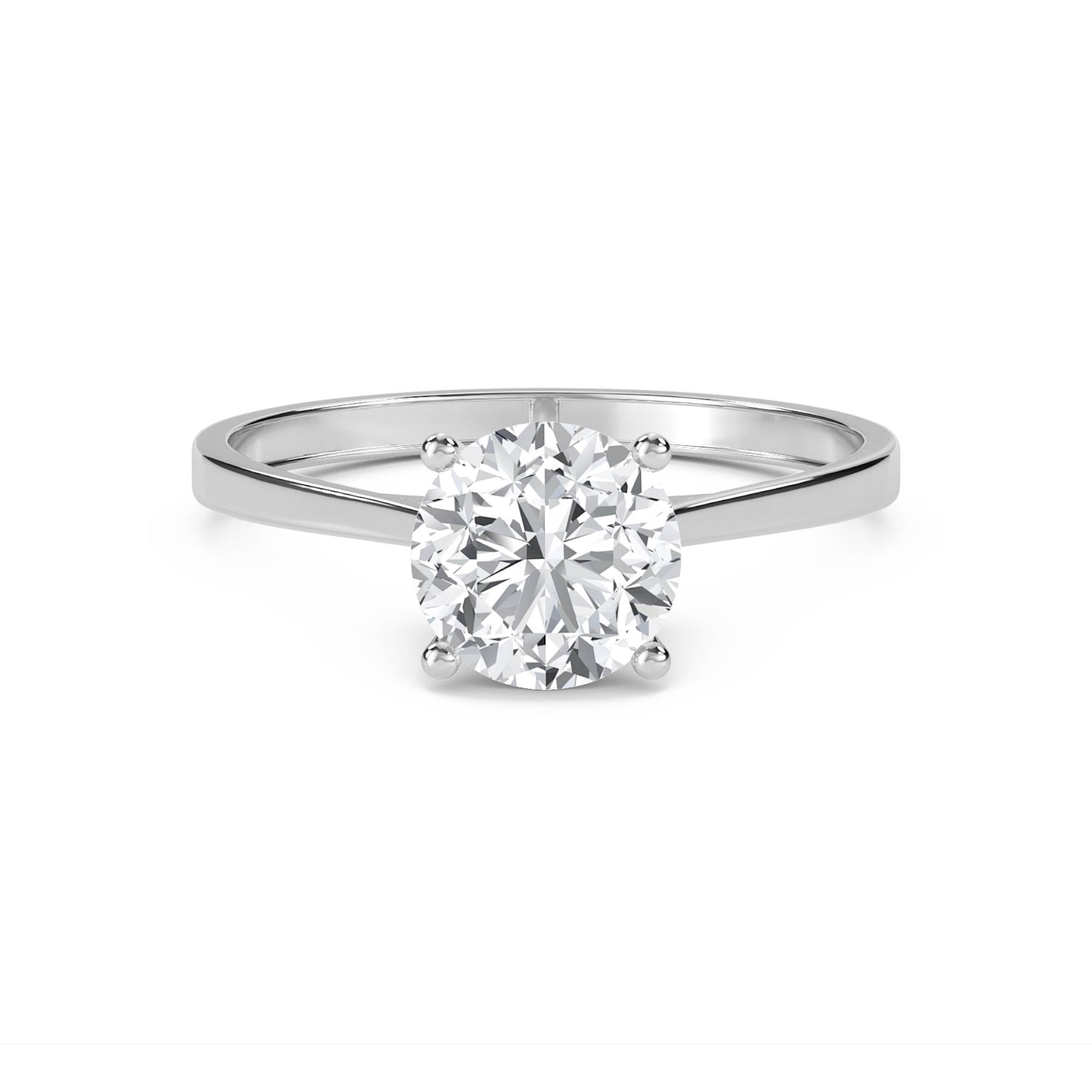 Classic Round Solitaire Ring - White Gold - Pose 1