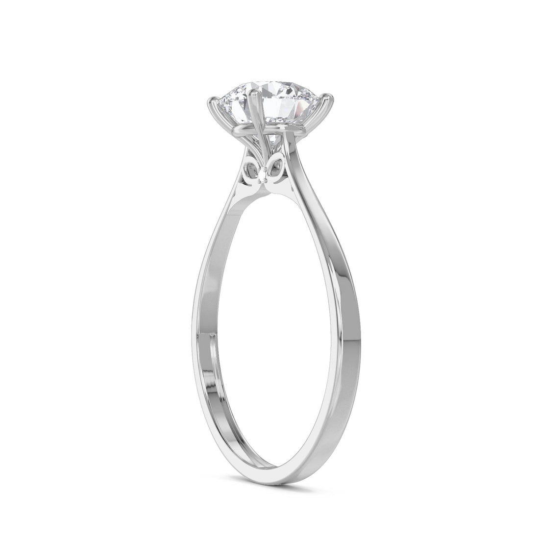 Lab Grown Diamond Solitaire Engagement Ring with Round Brilliant Cut (Silver)